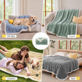 Luciphia Waterproof Dog Blanket, Leakproof Large Pet Blanket for Couch Sofa Bed Furniture Cover Protector, Washable Soft Sherpa Fleece with 3D Jacquard, Cozy Calming Reversible,Sage Green, 85"x57"