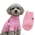 Turtleneck Dog Shirt Embroidery Doggie Soft Puppy Pullover Stretchy Striped Dog Clothes for All Breeds (Pink Striped, Small)