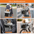 Xixter Dog Basket for Bike, Suitable for Small & Medium Pet Up to 10 kg, Foldable 4-in-1 Pet Bike Basket, Crossbody, Shoulder and Car Seat, with Sturdy Bracket and 4 Mesh Windows, Gray