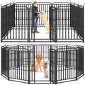 Kfvigoho Heavy Duty Dog Playpen: 12 Steel Panels 47" Height, Square Steel Pipe with Reinforced Crossbars, 27FT 57 Sq.ft Portable Fence for Yard RV Camping, Snowy Black