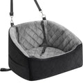 KANGREST Dog Car Seat for Small Dogs Up to 30 Lbs, Pet Travel Safety Bed for Puppy Cat, Fits in Front/Back Seat, Anti Slip Base, Fully Detachable Washable with 2 Safety Tether(Grey-Black)