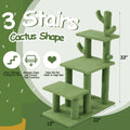 HOMBYS Cautus Cat Stairs for Old Cats & Dogs, Pet Steps for High Beds, Couch & Window,Vertical Cautus Green Cat Tree with Dangling Balls for Indoor Pets Climbing Playing, Holds Up to 150 Lbs,