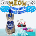 JOTFA Cat Birthday Party Supplies, Cat Birthday Hat with Number Bandana Bow Tie Banner Balloons Meow Letter Balloons for Cats Kittens Decorations
