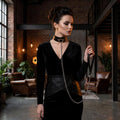 Black PU Leather Choker Necklace with Gold Heart and Detachable Chain