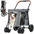 AOPEC Medium Dog Stroller, Dual Entry One-Touch Folding,Small and Medium Pet Stroller,360° Rotating Front Wheels,80 lbs Weight Capacity for Outdoor Travel and Elderly Dogs - Gray
