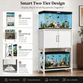 Herture 5-10 Gallon Fish Tank Stand, Metal Double Aquarium Stand with Cabinet for Fish Tank Accessories Storage, Heavy D