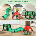 Tailtastic 3-in-1 Watermelon Cat Play Tunnel with Pop-Up Cube & Triangle Cat Tent, Interactive Toy Ball & Foldable Design - Easy Magic Tape Assembly Tunnels for Indoor Cats