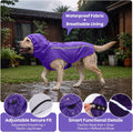 Purple Dog Raincoat with Reflective Strip Hoodie, Waterproof Poncho，XL