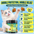 Flea and Tick Prevention for Cats, 500 Crunchy & Krill Chews with Probiotics for Cats, Cat Flea Chews with Gut & Digestive Support, Skin & Coat Support for All Breeds & Ages, Chicken Flavor