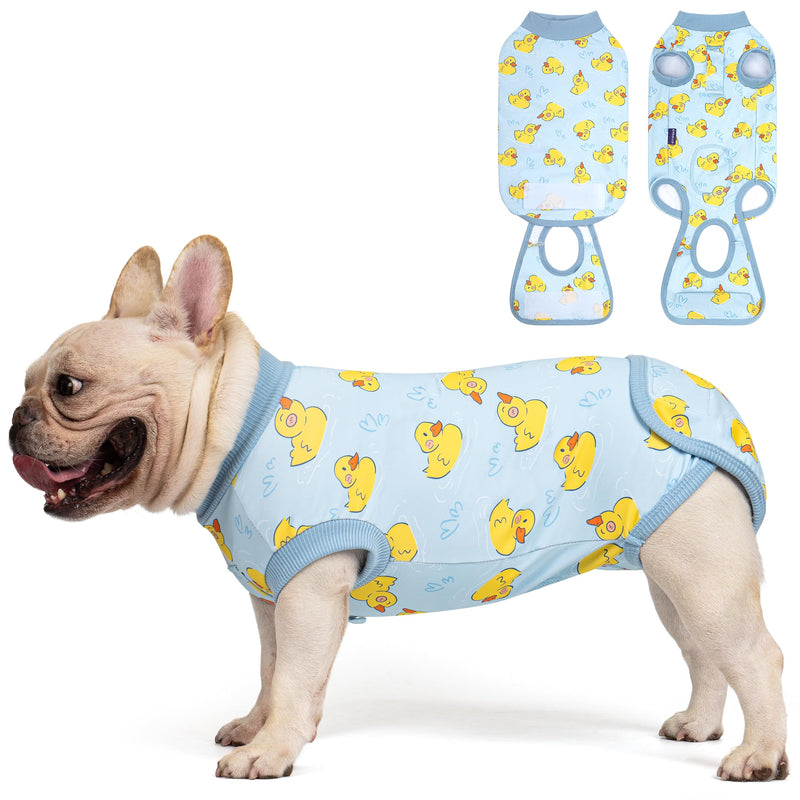 cyeollo Recovery Suit for Dogs Surgery Suit Female Spay Soft Pet Onesie Bodysuit Male Dog Neuter, Small Dogs Surgical Recovery Shirt, Yellow Duck, M