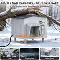 Indestructible Heated Cat House for Outside, 100% Waterproof & Weatherproof Heated Outdoor Cat House with Escape Door fo