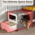 Oneluck Cat Cage with Litter Box, 4-Tier DIY Enclosures Detachable Metal Wire Kennel Catio Indoor Crate Large Exercise Place Ideal for 1-2 Cats
