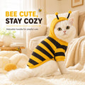 Cute Cat Bee Costume - Pet Halloween Apparel Bumble Bee Cosplay Clothes Antennae, Soft Warm Fleece Hoodie for Cats, Kitt