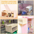 PINVNBY Large Natural Wood Parakeet Nesting Box Budgie Breeding Box Acrylic Bird Nest for Cage Transparent Panoramic for