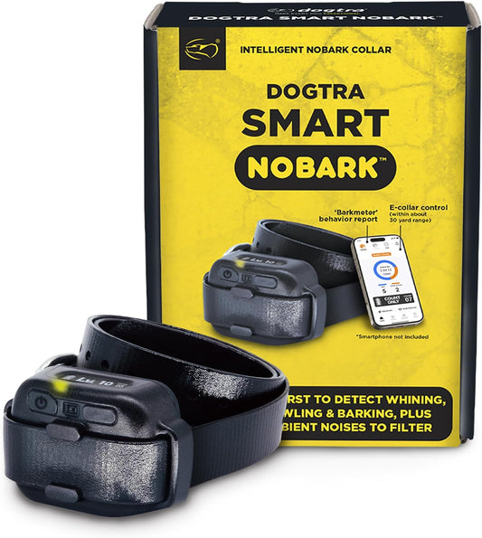 Dogtra Smart NOBARK Detects Whining and Barking, 33 ft Range App for Notifications, E-Collar, Behavior Report, Waterproo