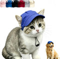 Dog Baseball Sun Hat, Breathable Cotton Canvas Pet Visor Hat with Adjustable Strap, UV Protection Outdoor Dog Cap for Sm