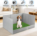 High Walls Dog Pee Pad Holder with Artificial Grass, 32.3"x22"x15.7" Foldable No-Splash No Assembly Indoor Dog Litter Bo