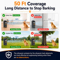 Dog Bark Deterrent Device, Ultrasonic Bark Deterrent with 3 Modes, 50 Ft Range, Automatic Bark Detection, Triple Heads, 
