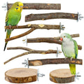 CZWESTC 8 PCS Bird Perch Set for Cage - Natural Apple Wood Platforms & Hardwood Branches for Parakeets, Budgies, Cockatiels - Small Bird Habitat Gym, Climbing Stand & Safe Chew Toys
