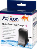 Aqueon QuietFlow Aquarium Air Pump 10, For 2-10 Gallon Tanks, Black