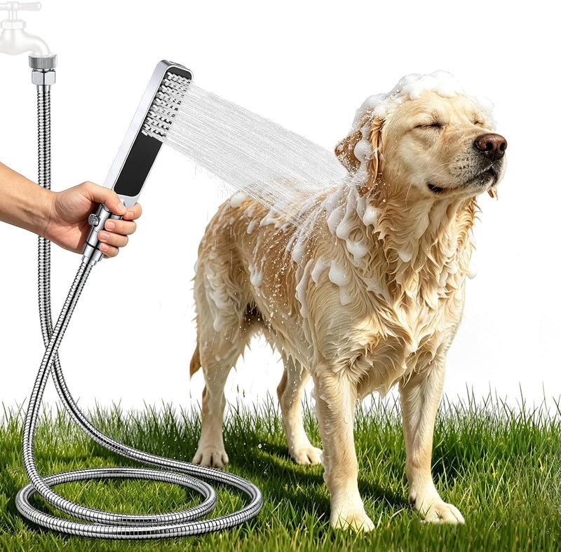 YDmeet High Pressure Dog Shower Attachment with Outdoor Adapter(Chrome)