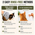 Concentrated Cat Waterless Shampoo & Conditioner with Bath Mitt - Rinse-Free, Sensitive Skin, Stress & Itch Relief Gentle Leave-in Serum – 98.65% Naturally Derived Dry Shampoo for Cats