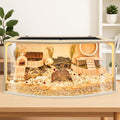 Prolee Hamster Cage Chew Proof Wood, Hamsters Enclosure Openable Top with Curved Design,Waterproof Small Animals Cage wi