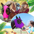 Weewooday 2 Pcs Mesh Horse Fly Mask with Ears, M, Purple, Pink