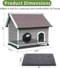 Rockever Outdoor Cat House, Waterproof Feral Cat House for Outdoor Cats with Escape Door and Clear Windows for 2 Cats(with Self Warming Mat)