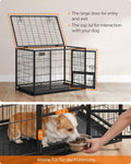 Feandrea 36.4" Heavy-Duty Dog Crate, Convenient Feeding Door, Double Doors