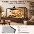 120 Gallon Reptile Enclosure 48" x 24" x 24", Front Opening Reptile Enclosure with Tempered Glass Doors, Safety Lock & S