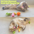 MeoHui 12PCS Rattle Cat Mouse Toys also Prefilled Catnip, 2.36” Mice Body Size, Faux Fur Cat Mice Toys with Plastic Body, Interactive Catnip Toys for Indoor Cats Play Fetch