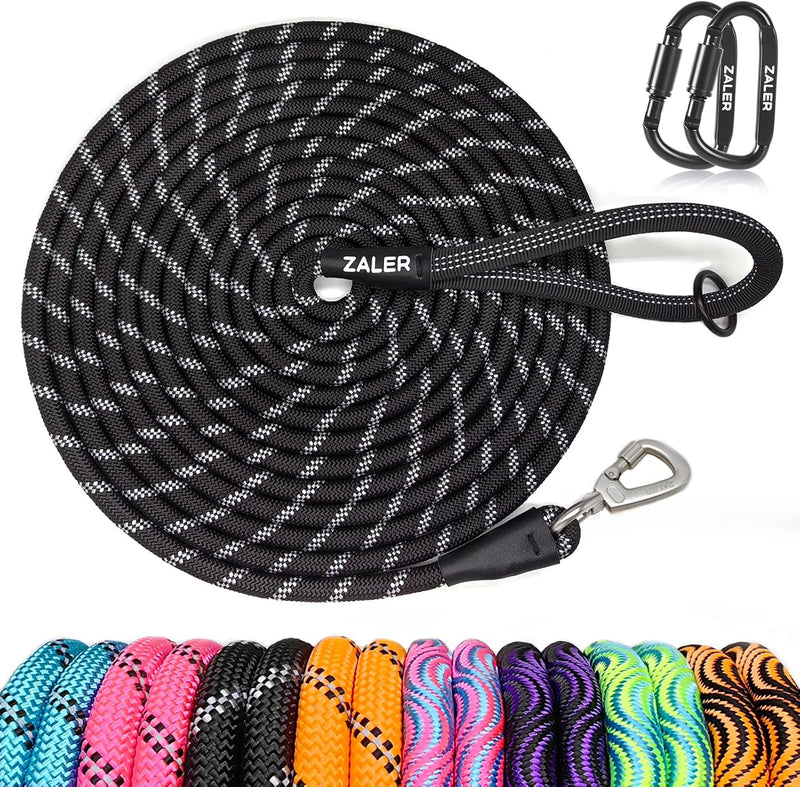 ZALER Long Dog Leash, 50 feet 30ft 20ft 15ft 10ft Dog Training Lead, Heavy Duty Reflective Check Cord Recall Leash for D