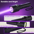 UV Flashlight, 2-in-1 Blacklight & White Light Mode, 395nm UV, 240 Lumen