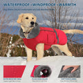 Dogcheer Warm Dog Coat, Christmas Dog Jacket Waterproof Puppy Winter Coat with Buckles, Reflective Adjustable Pet Snow Jacket Turtleneck Fleece Sweater for Small Medium Large Dogs - Red, 2XL