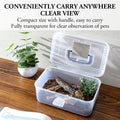 MyGift Reptile Carrier Critter Keeper Terrarium 9.5 x 6 Inch Clear Portable Tank with Black Carrying Handle, Transparent