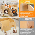 MEWTOGO Upgraded Sturdy Wooden Guinea Pig Castle with Stairs & Mat
