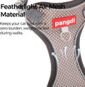 pangdi Cat Harness and Leash Kitten Harness Escape Proof Lightweight Breathable Mesh Cat Leash for Walking Travel, Grey, X-Large