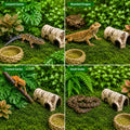 LIKZINWA Reptile Terrarium Decor Kit with Jungle Plants & Vines