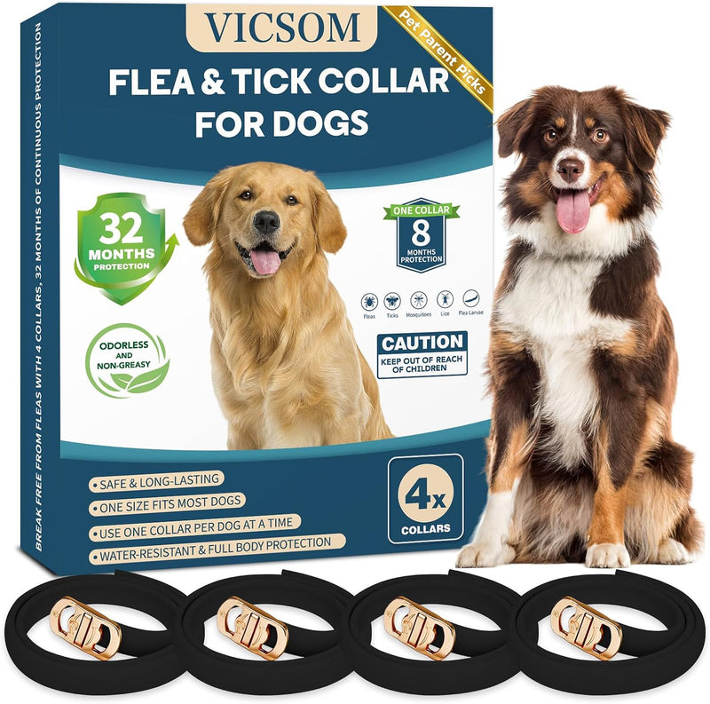 VICSOM Flea Collar for Dogs, Flea and Tick Prevention for Dogs, 4 Pack
