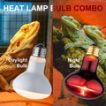 Heat lamp Bulbs Day & Night Combo, 100 Watt UVA Daylight Basking Spot Light and Red Infrared Heating Light for Bearded D