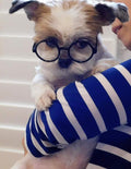 G015 Dog Cat Pet Costume Glasses Goggles for Small Breeds up to 15lbs (Round Black-Clear Lens)