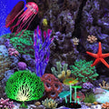 Frienda 8 Pcs Glowing Aquarium Fish Tank Decorations, Blue, Pink