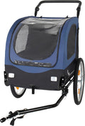 KEIKI Dog Bike Trailer with Built-in Leash, 2-in-1 Pet Stroller Cart Bicycle Carrier, Easy Folding Cart Frame with Front Caster & 20" Quick Release Air-Filled Wheels, Supports up to 110 lbs