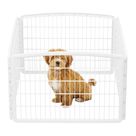 IRIS USA Dog Playpen, 4-Panel 24" Pet Playpen, Puppy Playpen, Indoor/Outdoor Dog Pen, 35 x 35 x 24, Foldable, Customizable, Dark Gray