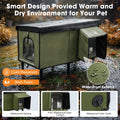 Heated Cat House for Outside, Insulated Large Elevated Waterproof Feral Cat Shelter with Heated Pad, Safe Escape Door Al
