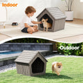 Bifanuo Dog House Outdoor Indoor for Small Dogs - Plastic Pet Shelter, Easy-Assemble & Weather-Resistant for Living Room, Balcony (Grey, 18" L x 22.4" W x 22.2" H)