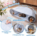 Bunny Tunnel Bed, 2-in-1 Collapsible Rabbit Guinea Pig Hideout, Blue