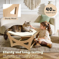 GreenPetopia Cat Hammock Bed, Wooden Elevated Cat Beds with Natural Sisal Scratching Mat, Cats Scratcher Bed with Removable Soft Cushion, Cats Scratching Beds with Wood Frames, 22" L x 17.7" W