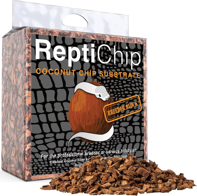 ReptiChip Reptile Substrate Coconut Chip Bedding 72 Quart Compressed Organic Coco Husk Block for Snake Habitat, Ball Pyt